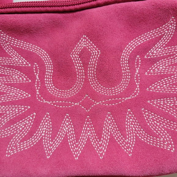 Ariat Hot Pink Belt Bag Genuine Leather with Embroidered Design - Picture 11 of 15